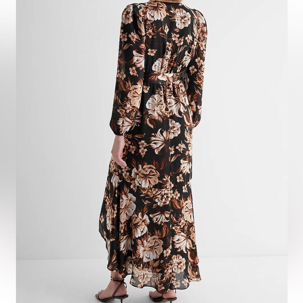 NWT Express Floral Surplice Ruffle Hi-Lo Maxi Dress - Picture 2 of 7
